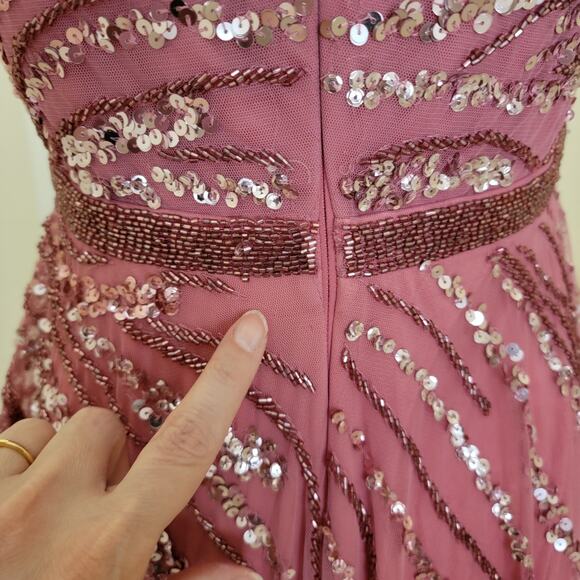 Mac Duggal 5445 Purple Pink 4 Embellished Cap Sleeve Evening Gown Formal Dress - Picture 12 of 13